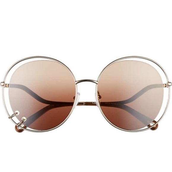 Chloe Wendy 59mm Round Pierced Sunglasses $495 New main image 4